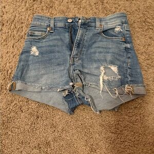 H&M Light Blue Distressed Denim Shorts